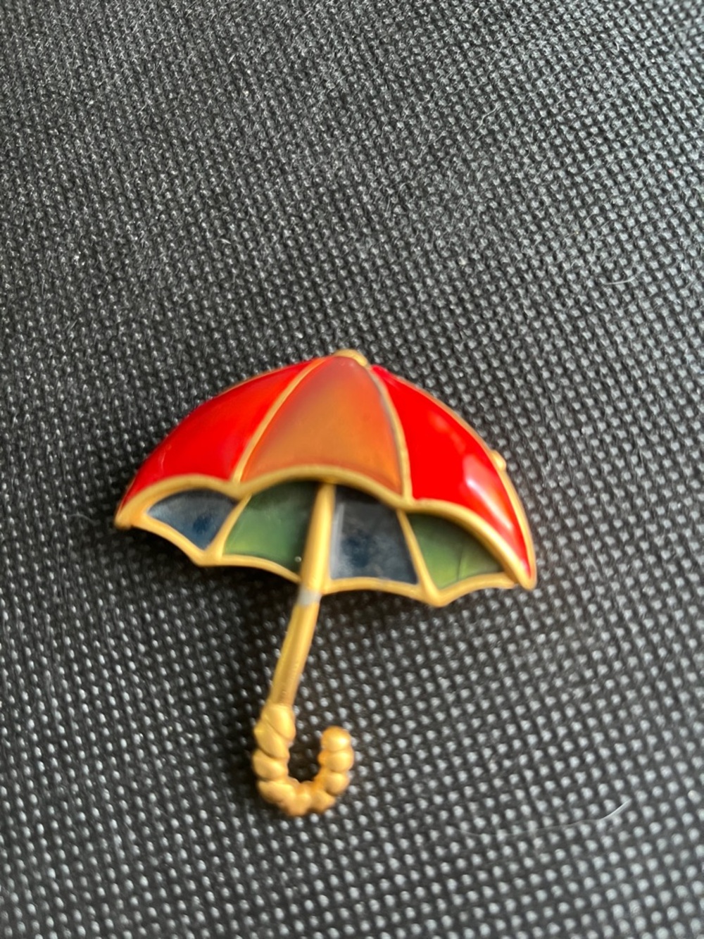 Red Multi-Color Enamel Umbrella Brooch